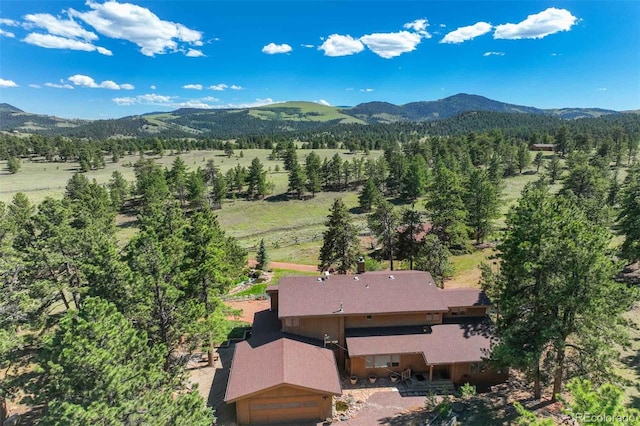 drone / aerial view with a mountain view