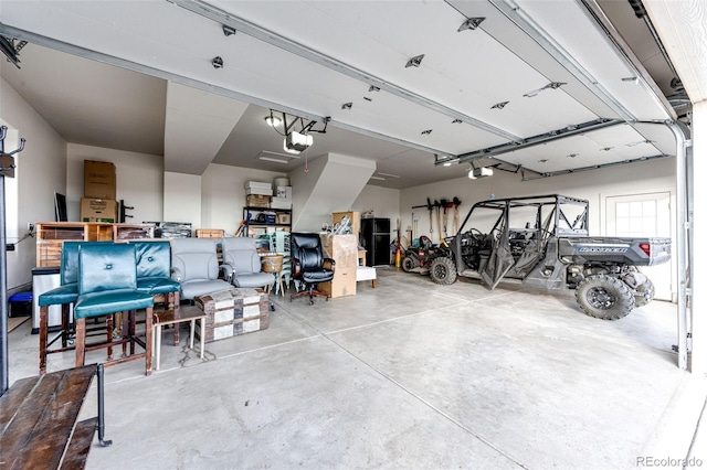 garage with a garage door opener