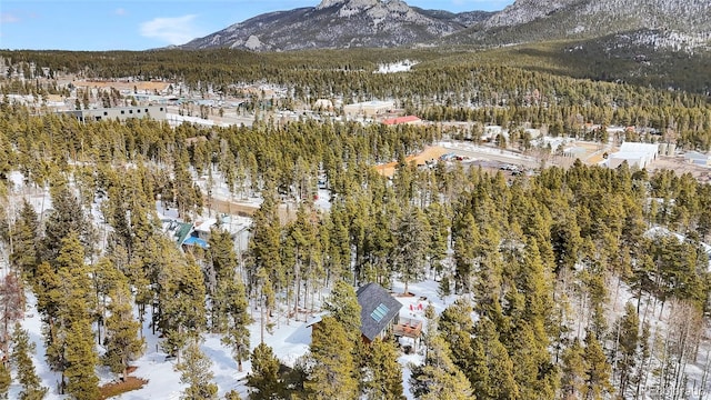 mountain view featuring a view of trees