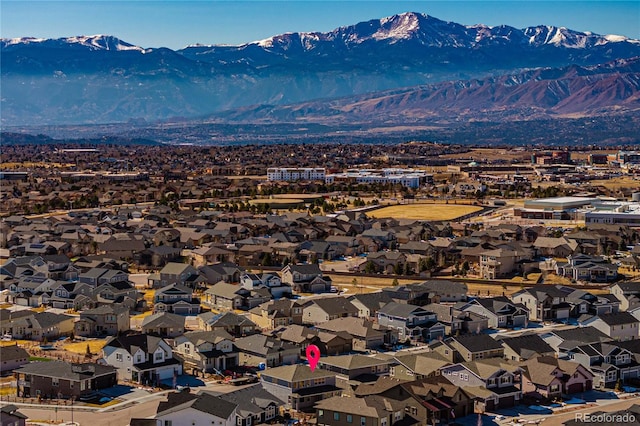 property view of mountains with a residential view