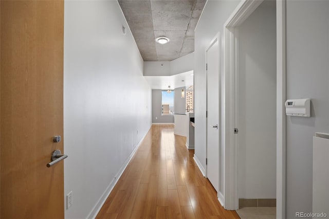 hallway featuring light wood-type flooring