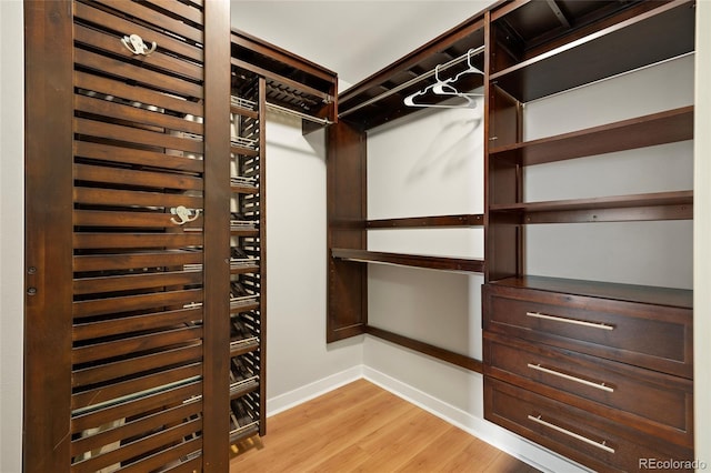 walk in closet featuring light wood-type flooring