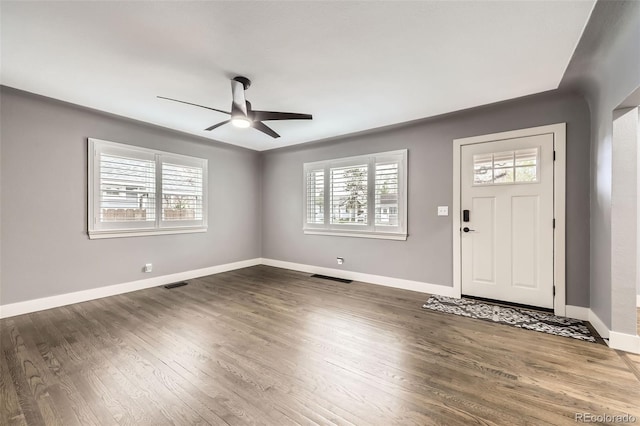 4425 S Lincoln St, Englewood, CO 80113 - foyer featuring a ceiling fan, visible vents, and a healthy amount of sunlight