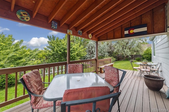 11030 Glacier Park Cir, Parker, CO 80138 - wooden terrace featuring outdoor dining space