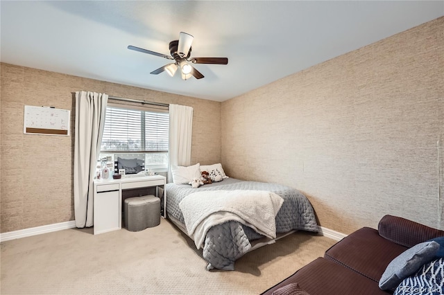 527 Stonemont Dr, Castle Pines, CO 80108 - bedroom with light carpet, baseboards, and ceiling fan