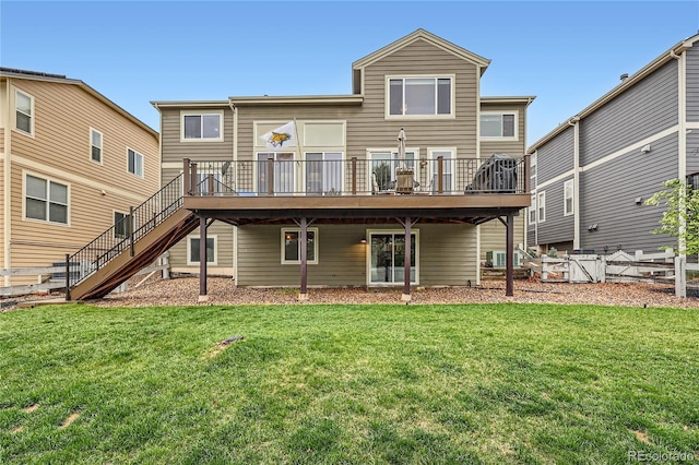 527 Stonemont Dr, Castle Pines, CO 80108 - rear view of house featuring a deck and stairway