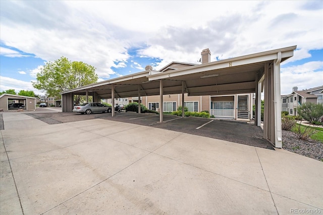 view of covered parking lot