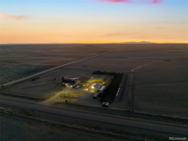 view of aerial view at dusk