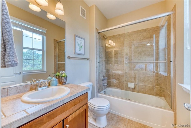 31112 Black Eagle Dr Unit 101, Evergreen, CO 80439 - full bathroom with vanity, tile patterned flooring, and shower / bath combination with glass door