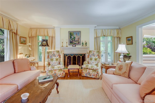 199 Lafayette St, Denver, CO 80218 - living room with crown molding and wood finished floors