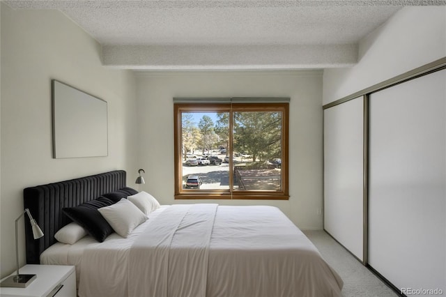 2525 S Dayton Way Unit 1514, Denver, CO 80231 - bedroom with light colored carpet, a closet, and a textured ceiling