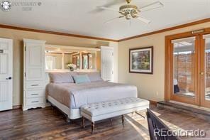 6100 Waterbarrel Rd, Beulah, CO 81023 - bedroom with crown molding and dark wood-type flooring