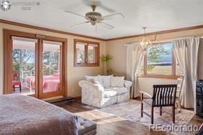 6100 Waterbarrel Rd, Beulah, CO 81023 - bedroom with crown molding and wood finished floors