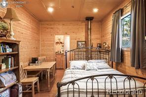 6100 Waterbarrel Rd, Beulah, CO 81023 - bedroom featuring wood walls, wood finished floors, and recessed lighting