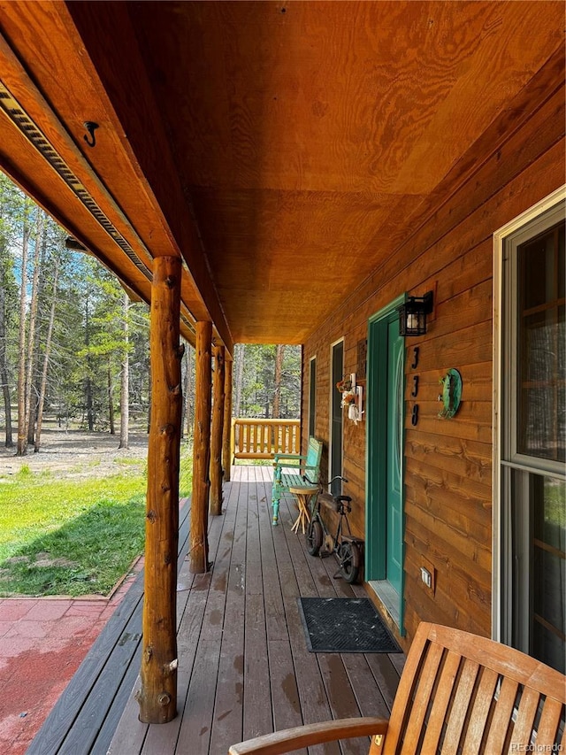 wooden deck with covered porch