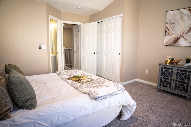 carpeted bedroom featuring a closet