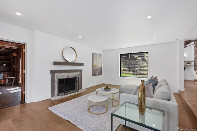 living room featuring hardwood / wood-style flooring