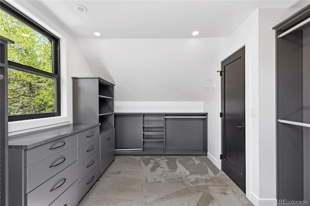 spacious closet featuring light carpet