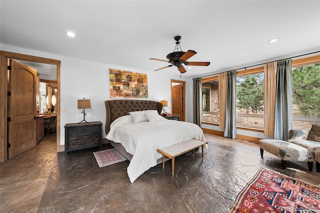 10231 Democrat Rd, Parker, CO 80134 - bedroom featuring recessed lighting, access to outside, and a ceiling fan