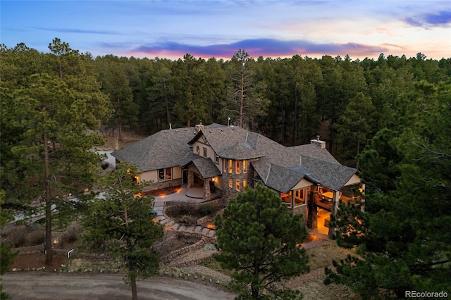 10231 Democrat Rd, Parker, CO 80134 - view from above of property with a heavily wooded area
