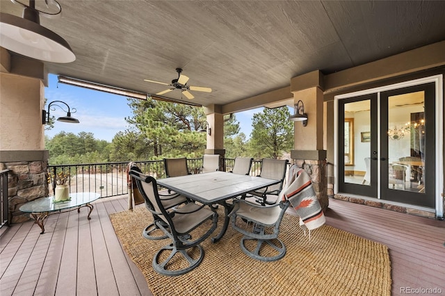10231 Democrat Rd, Parker, CO 80134 - deck featuring outdoor dining area and ceiling fan
