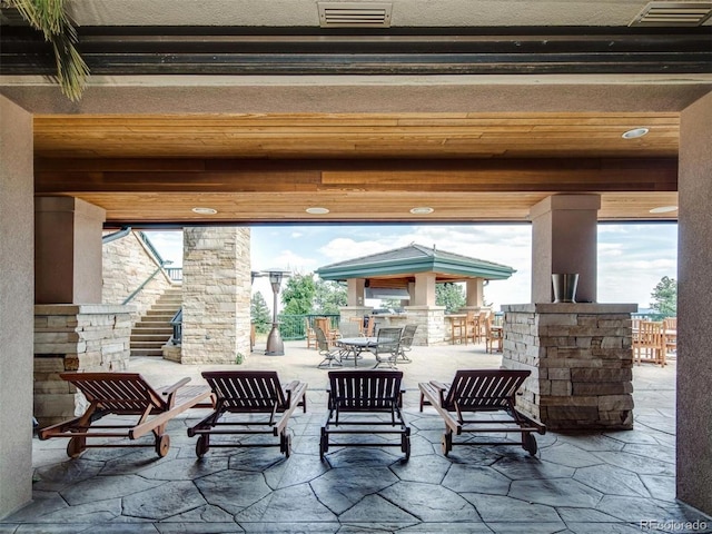 view of patio featuring a gazebo