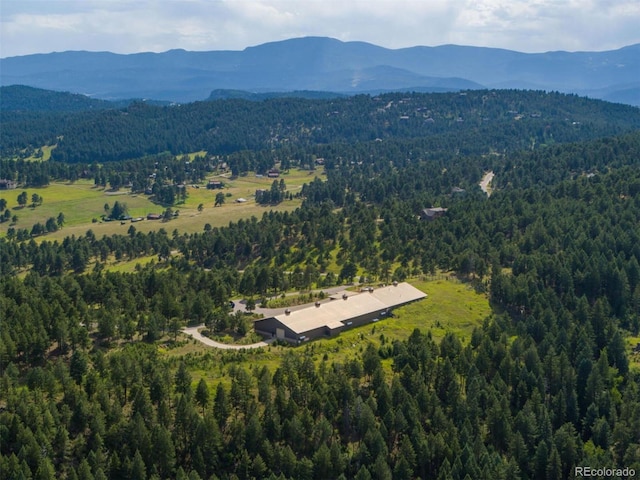 bird's eye view with a mountain view