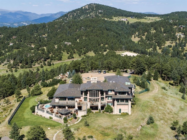 aerial view featuring a mountain view