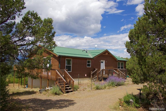 rear view of house with a wooden deck