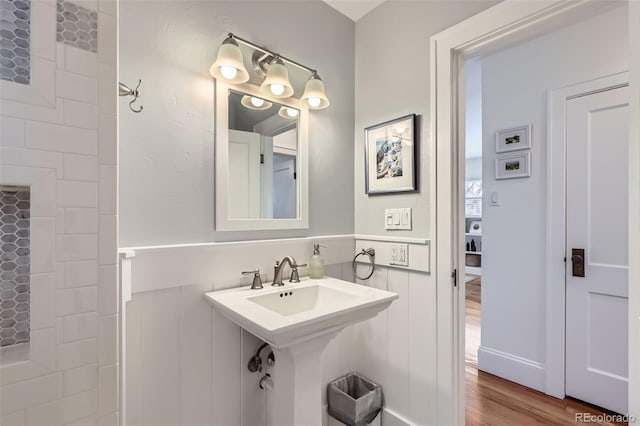 bathroom with wood finished floors