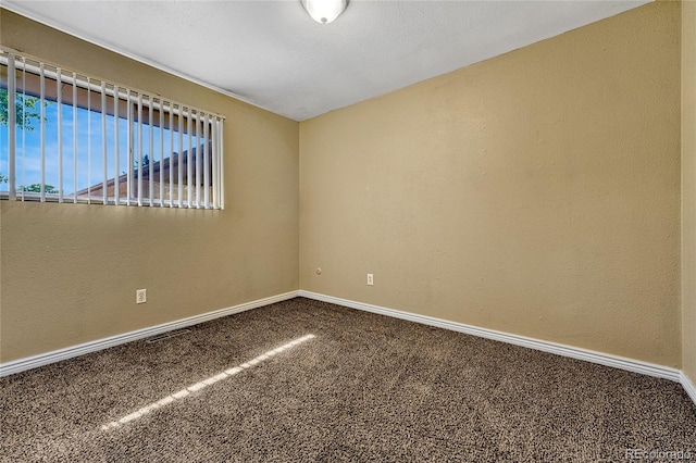 unfurnished room with carpet floors and a textured ceiling