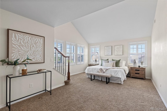 10840 Valleybrook Cir, Highlands Ranch, CO 80130 - carpeted bedroom featuring baseboards and vaulted ceiling
