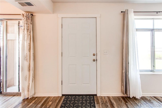 foyer entrance with plenty of natural light and wood-type flooring