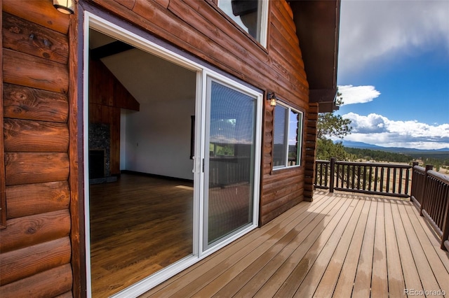 deck featuring a mountain view