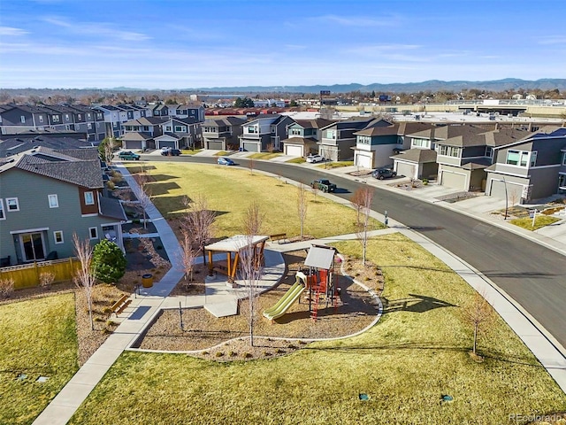 bird's eye view with a residential view