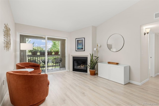 1158 Opal St Unit 203, Broomfield, CO 80020 - living area featuring light wood-style floors and a glass covered fireplace