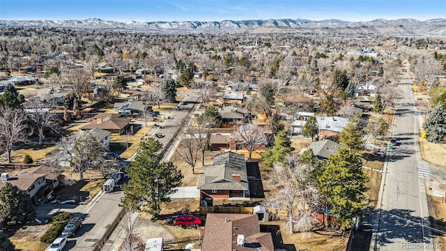 aerial view with a residential view and a mountain view