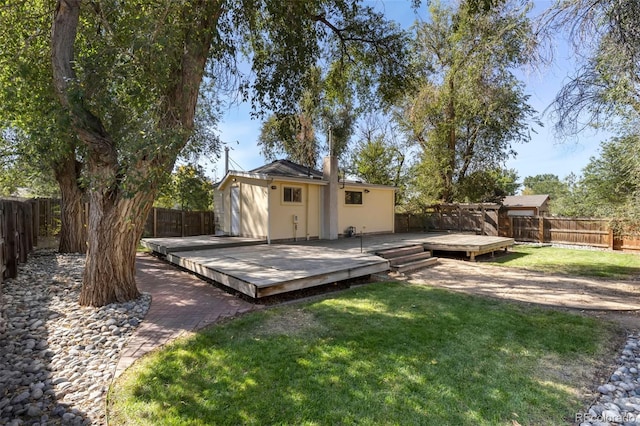 view of yard with a deck