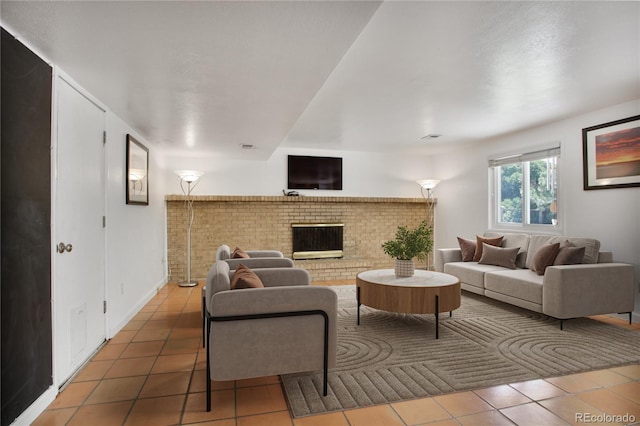 6584 S Clermont Ct, Centennial, CO 80121 - living area with tile patterned floors and a fireplace