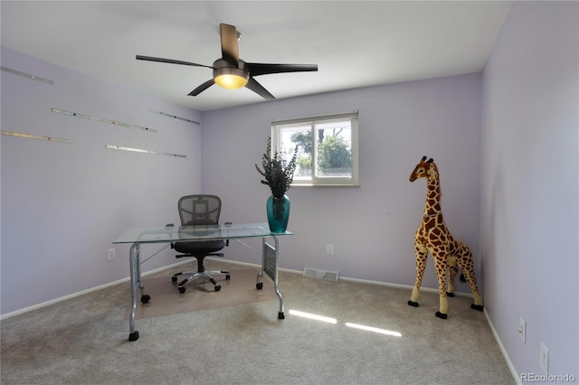 6584 S Clermont Ct, Centennial, CO 80121 - carpeted office space with a ceiling fan and baseboards