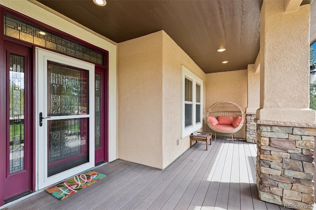 wooden deck with covered porch