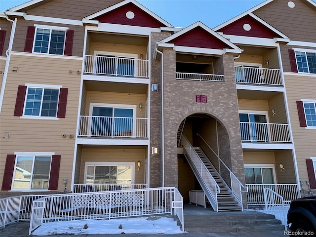 view of snow covered property