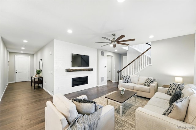 1101 E Witherspoon Dr, Elizabeth, CO 80107 - living area with ceiling fan, recessed lighting, visible vents, and wood finished floors