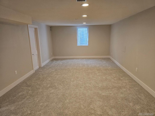 2274 S Cherry St, Denver, CO 80222 - below grade area with light colored carpet, recessed lighting, and baseboards