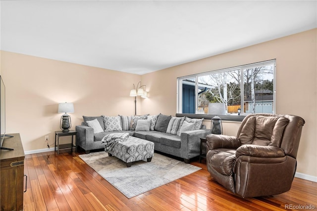 living room with wood-type flooring