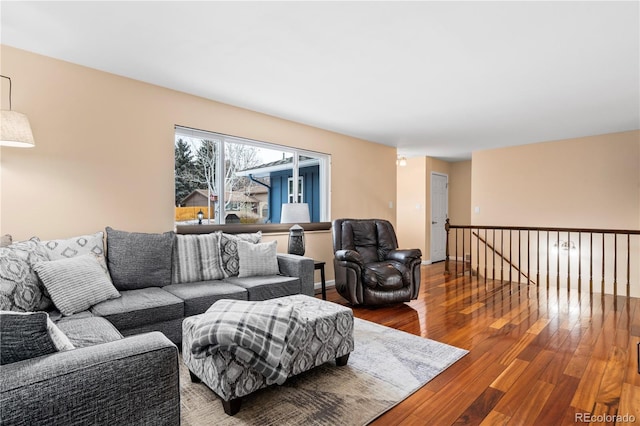 living room with hardwood / wood-style floors