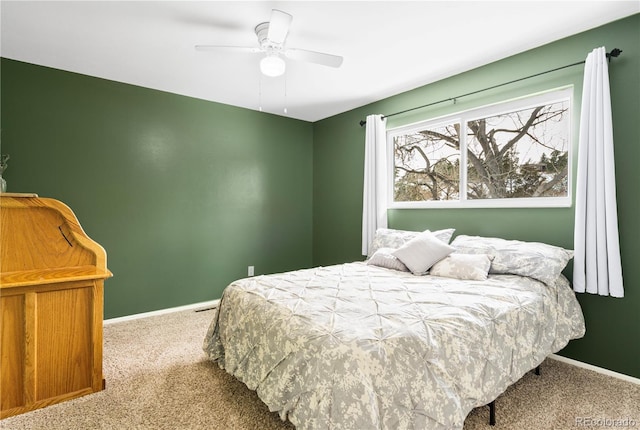 bedroom with carpet and ceiling fan