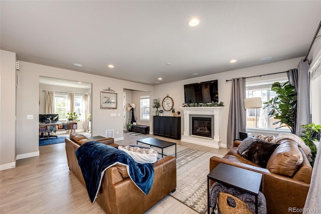 living room featuring light hardwood / wood-style floors