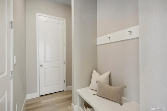 mudroom featuring light hardwood / wood-style flooring