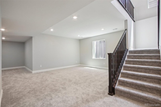 basement with carpet floors